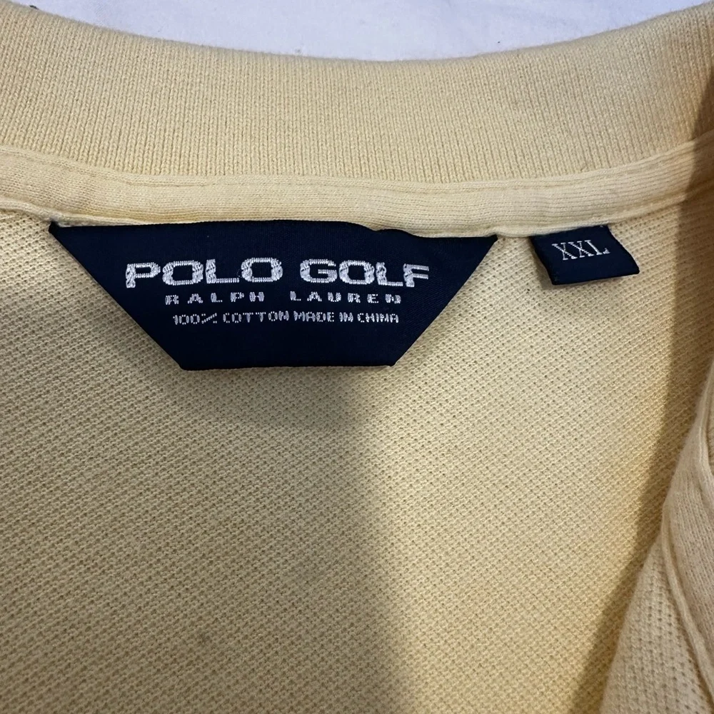 POLO GOLF RALPH LAUREN XXL Pique Pale Yellow Cotton Polo Short Sleeve Shirt.